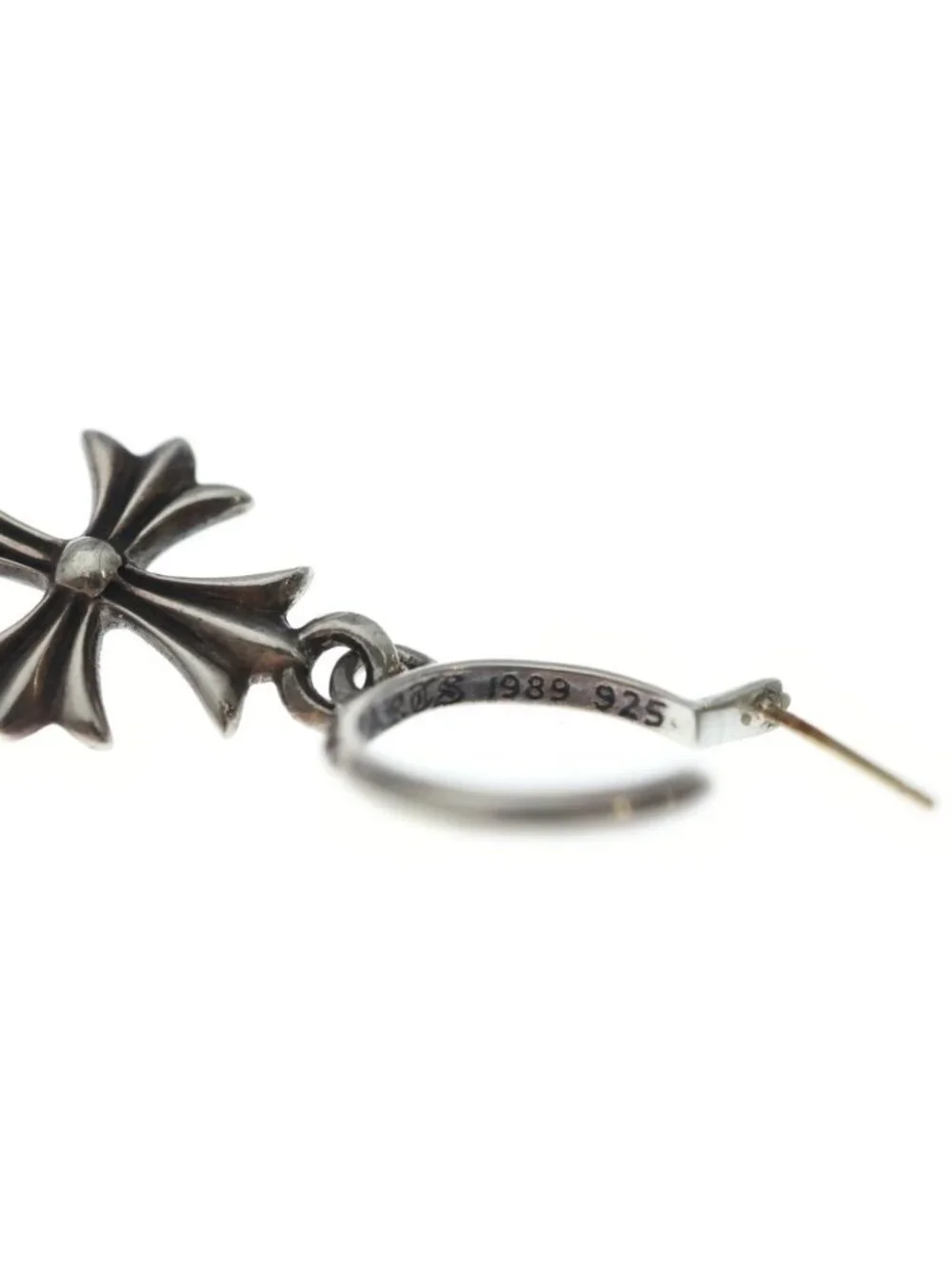 Chrome Hearts Tiny CH Cross Hoop Earrings Silver
